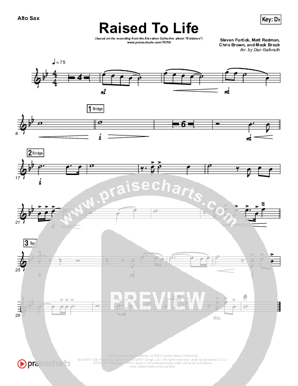 Raised To Life Alto Sax (Elevation Collective / The Walls Group)