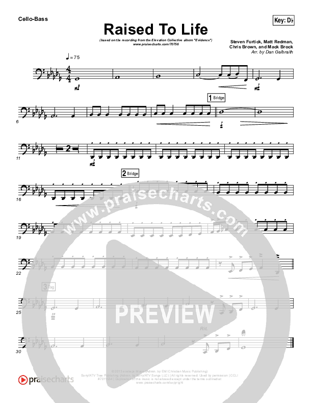 Raised To Life Cello/Bass (Elevation Collective / The Walls Group)