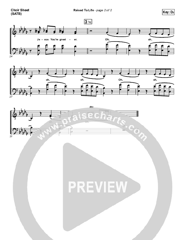 Raised To Life Choir Sheet (SATB) (Elevation Collective / The Walls Group)