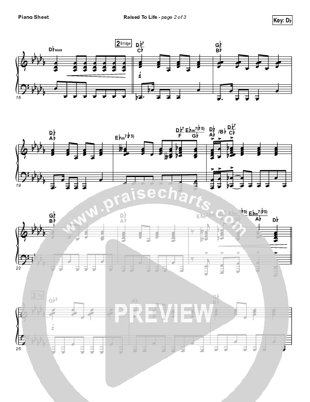 Raised To Life Piano Sheet (Elevation Collective / The Walls Group)