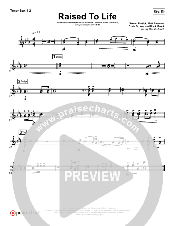 Raised To Life Tenor Sax 1/2 (Elevation Collective / The Walls Group)