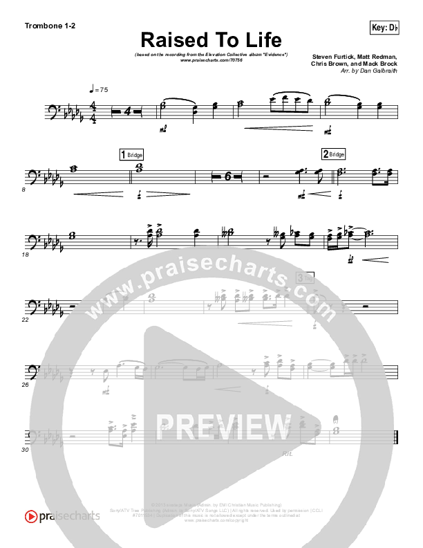 Raised To Life Trombone 1/2 (Elevation Collective / The Walls Group)