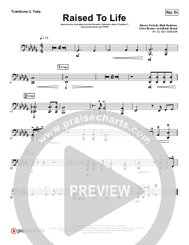 Raised To Life Trombone 3/Tuba (Elevation Collective / The Walls Group)