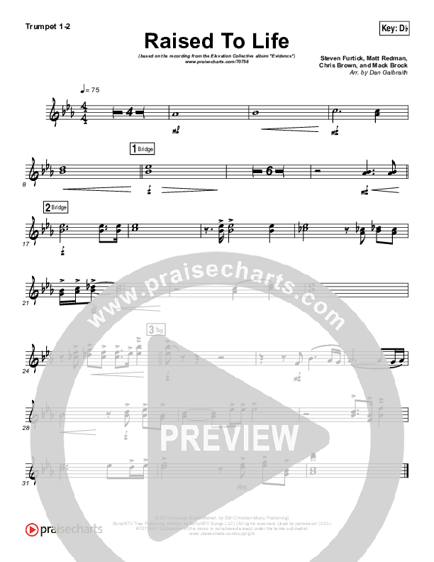 Raised To Life Trumpet 1,2 (Elevation Collective / The Walls Group)