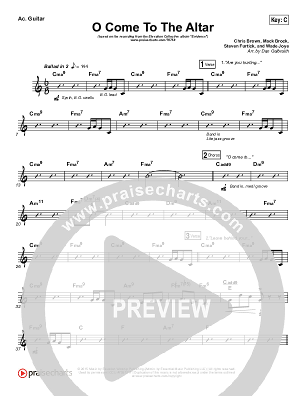 O Come To The Altar Rhythm Chart (Elevation Collective / Chris Brown / Israel Houghton)