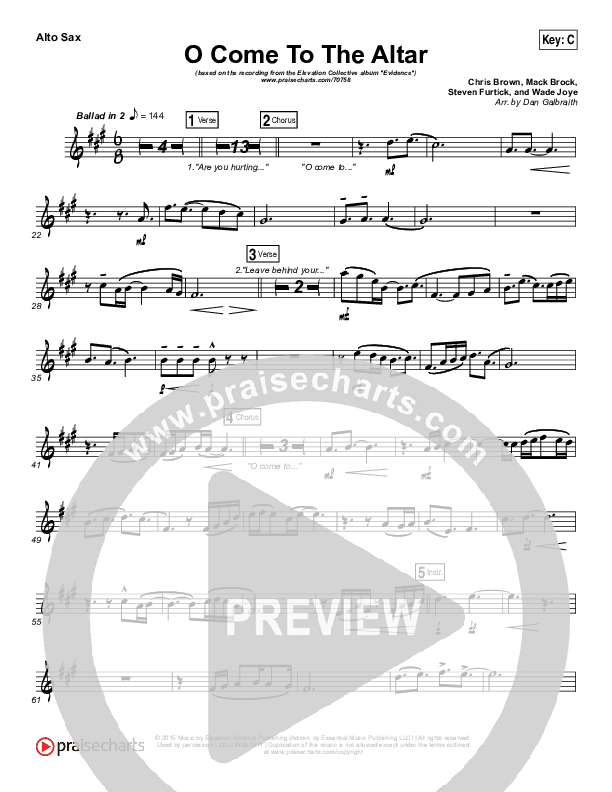 O Come To The Altar Alto Sax (Elevation Collective / Chris Brown / Israel Houghton)