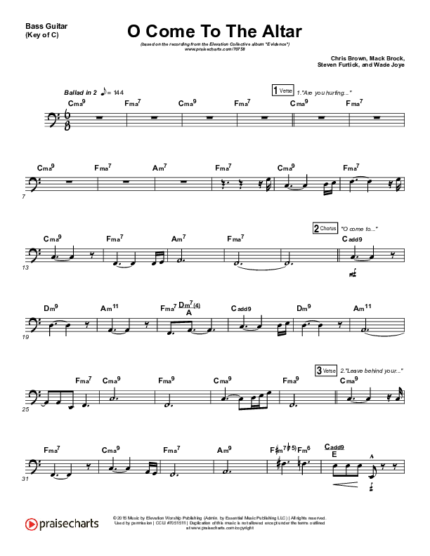 O Come To The Altar Bass Guitar (Elevation Collective / Chris Brown / Israel Houghton)