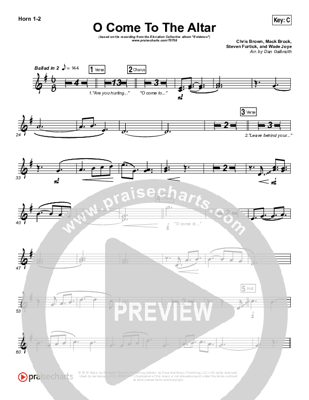 O Come To The Altar French Horn 1/2 (Elevation Collective / Chris Brown / Israel Houghton)