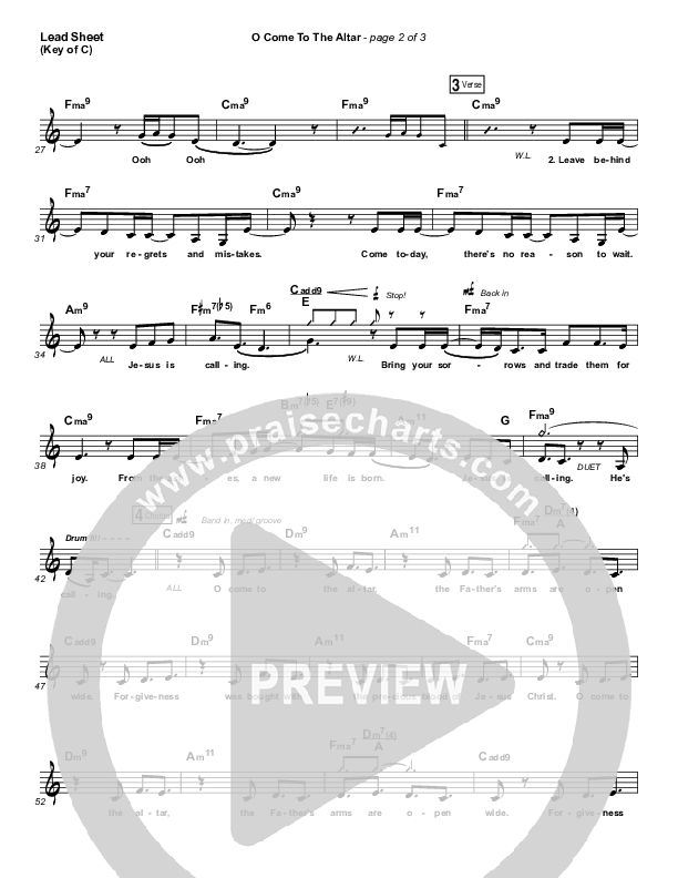O Come To The Altar Lead Sheet (Melody) (Elevation Collective / Chris Brown / Israel Houghton)
