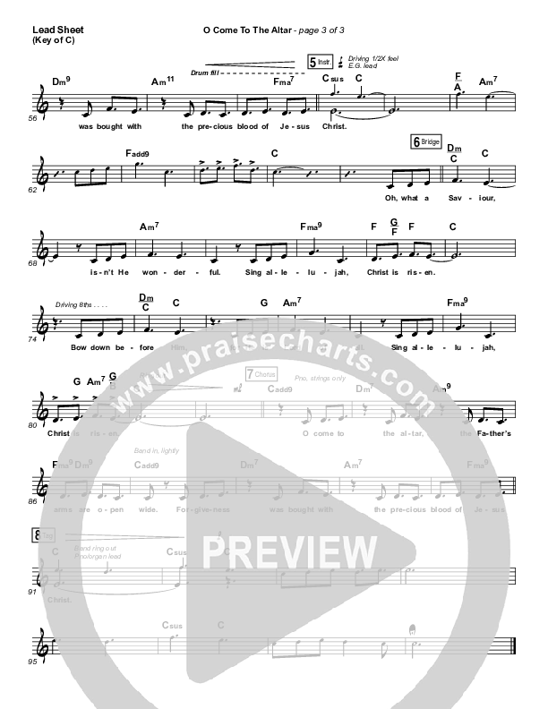 O Come To The Altar Lead Sheet (Melody) (Elevation Collective / Chris Brown / Israel Houghton)