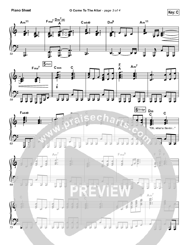 O Come To The Altar Piano Sheet (Elevation Collective / Chris Brown / Israel Houghton)