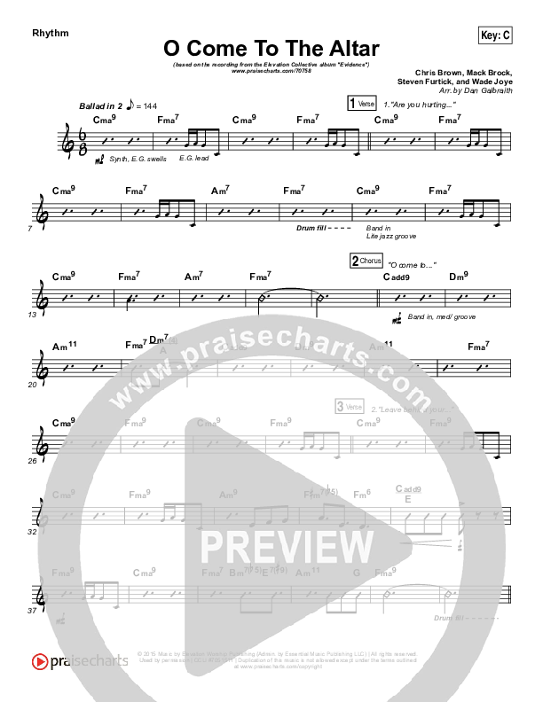 O Come To The Altar Rhythm Chart (Elevation Collective / Chris Brown / Israel Houghton)