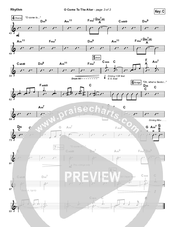 O Come To The Altar Rhythm Chart (Elevation Collective / Chris Brown / Israel Houghton)