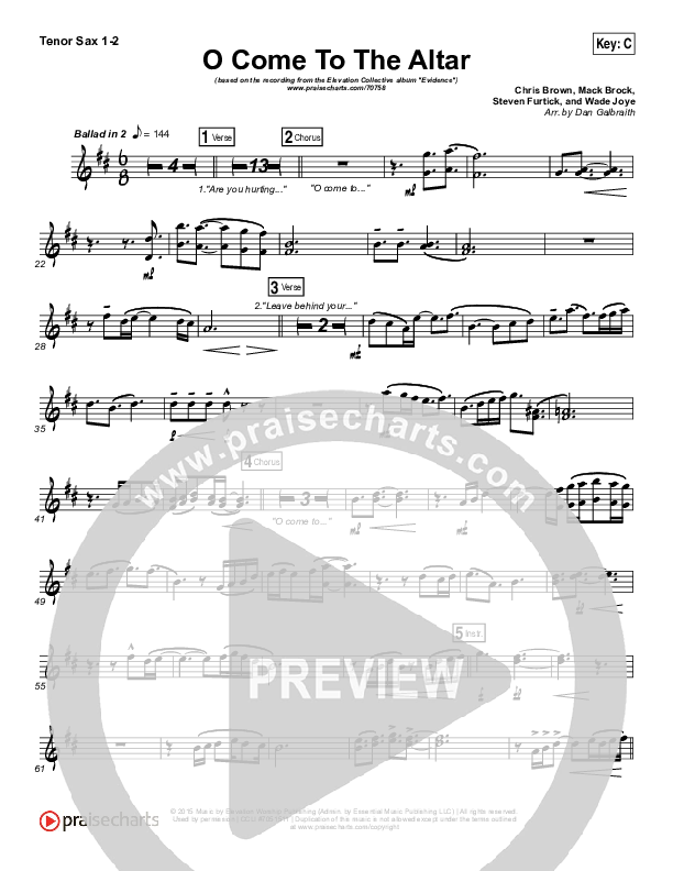 O Come To The Altar Tenor Sax 1/2 (Elevation Collective / Chris Brown / Israel Houghton)