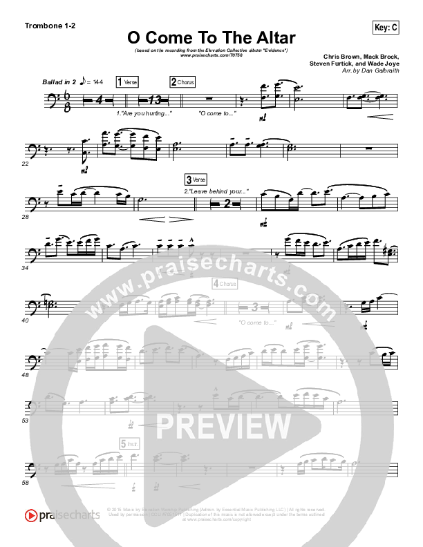 O Come To The Altar Trombone 1/2 (Elevation Collective / Chris Brown / Israel Houghton)