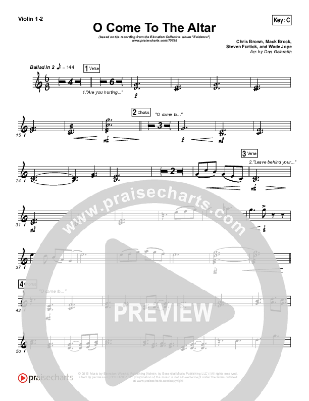 O Come To The Altar Violin 1/2 (Elevation Collective / Chris Brown / Israel Houghton)