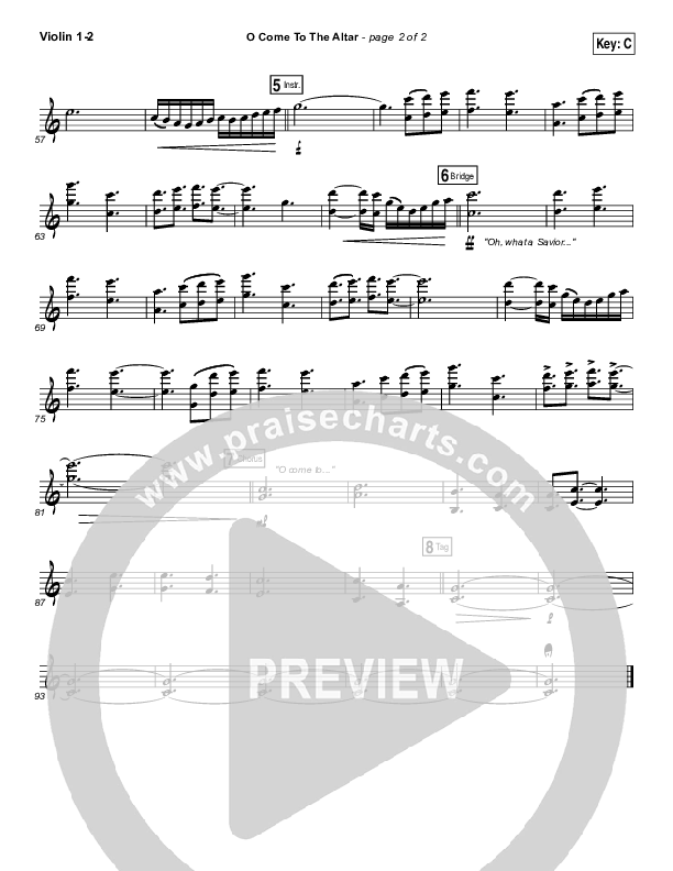 O Come To The Altar Violin 1/2 (Elevation Collective / Chris Brown / Israel Houghton)