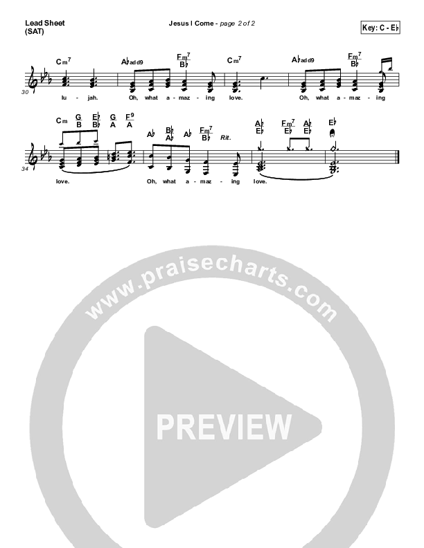 Jesus I Come Lead Sheet (SAT) (Elevation Collective / Israel Houghton)