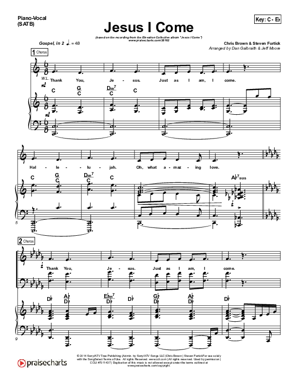 Jesus I Come Piano/Vocal (SATB) (Elevation Collective / Israel Houghton)