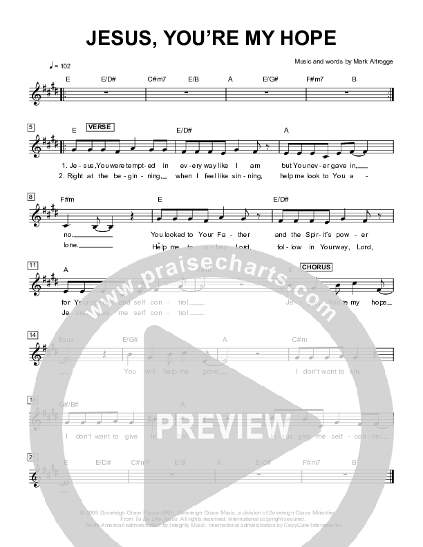 Jesus You're My Hope Lead Sheet (Next)