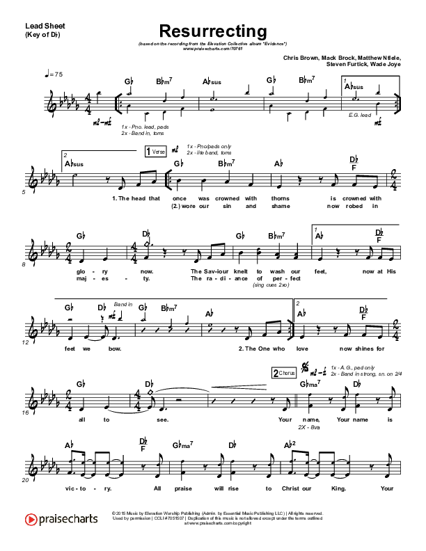 Resurrecting Lead Sheet (Melody) (Elevation Collective / The Walls Group)
