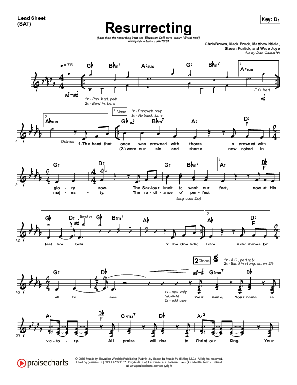 Resurrecting Lead Sheet (SAT) (Elevation Collective / The Walls Group)