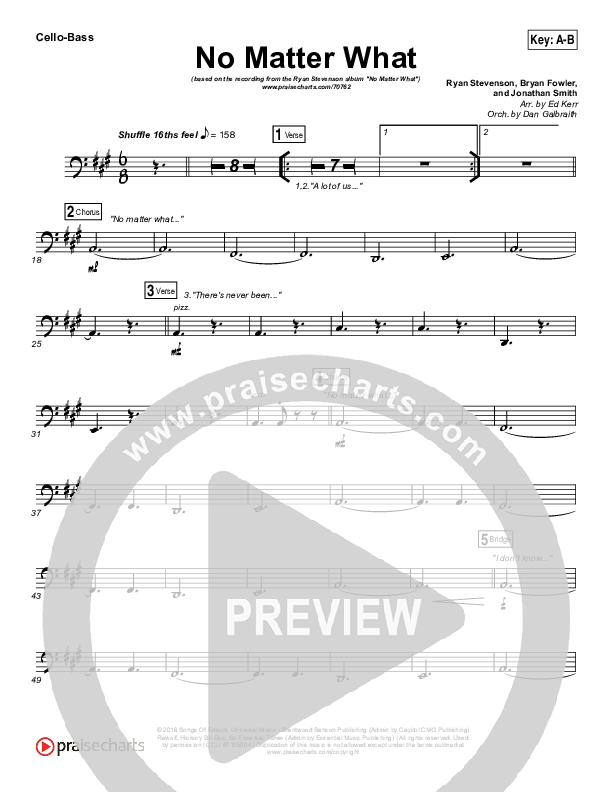 No Matter What Cello/Bass (Ryan Stevenson)