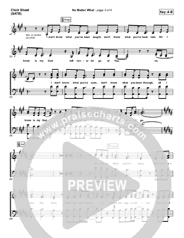 No Matter What Choir Sheet (SATB) (Ryan Stevenson)