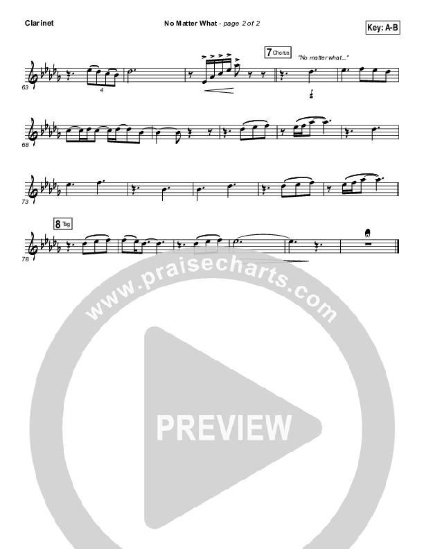 No Matter What Clarinet (Ryan Stevenson)