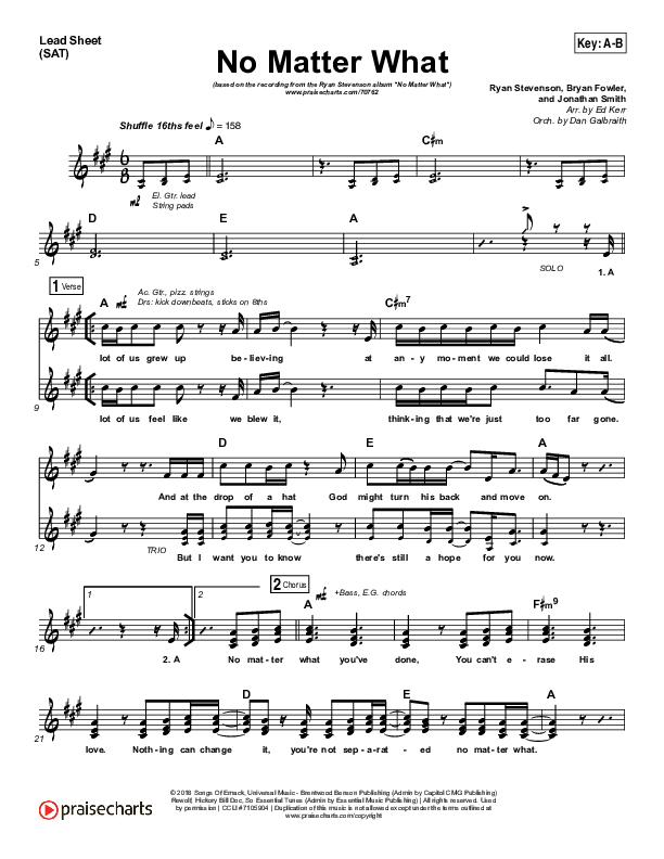 No Matter What Lead Sheet (SAT) (Ryan Stevenson)