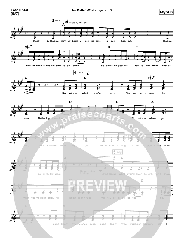 No Matter What Lead Sheet (SAT) (Ryan Stevenson)