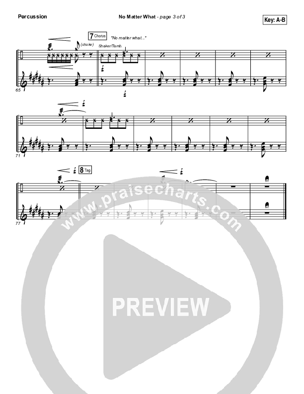 No Matter What Percussion (Ryan Stevenson)