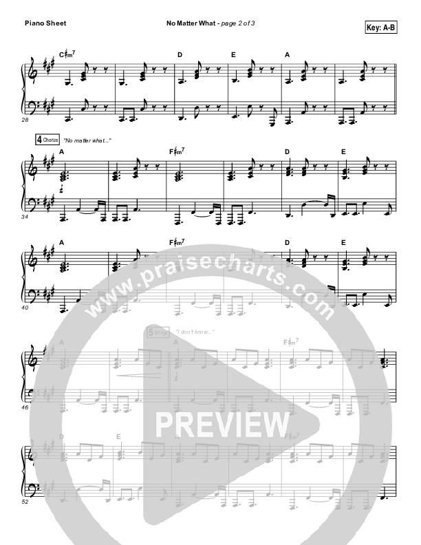 No Matter What Piano Sheet (Ryan Stevenson)