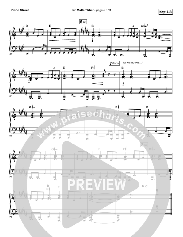 No Matter What Piano Sheet (Ryan Stevenson)