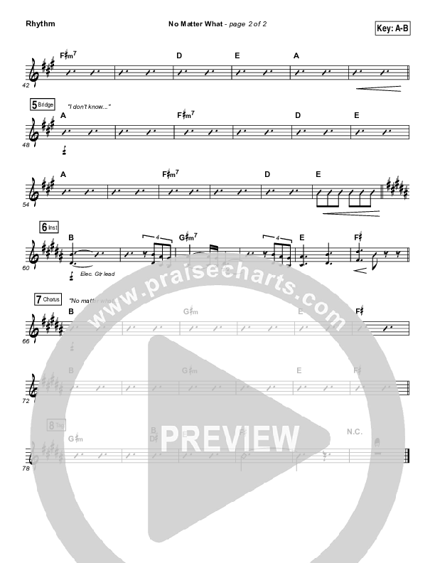 No Matter What Rhythm Chart (Ryan Stevenson)