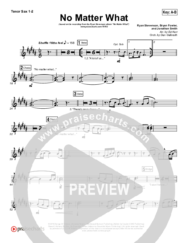 No Matter What Tenor Sax 1/2 (Ryan Stevenson)