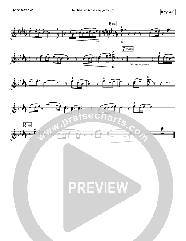 No Matter What Tenor Sax 1/2 (Ryan Stevenson)