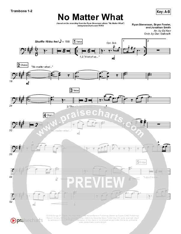 No Matter What Trombone 1/2 (Ryan Stevenson)