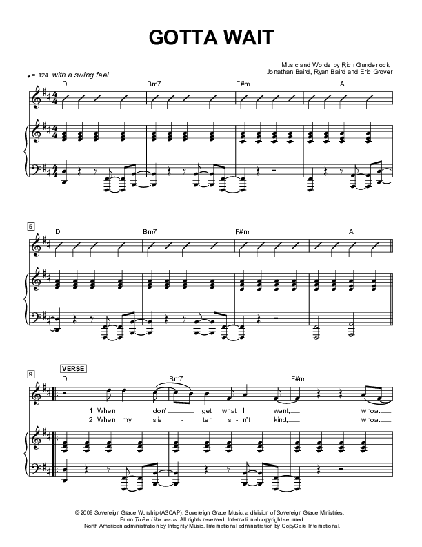 Gotta Wait Piano/Vocal (Next)