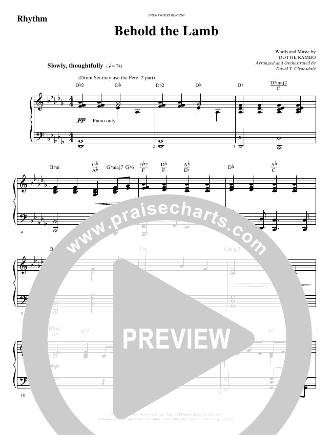 Behold The Lamb (Choral) Chords PDF (Dottie Rambo / Brentwood Benson