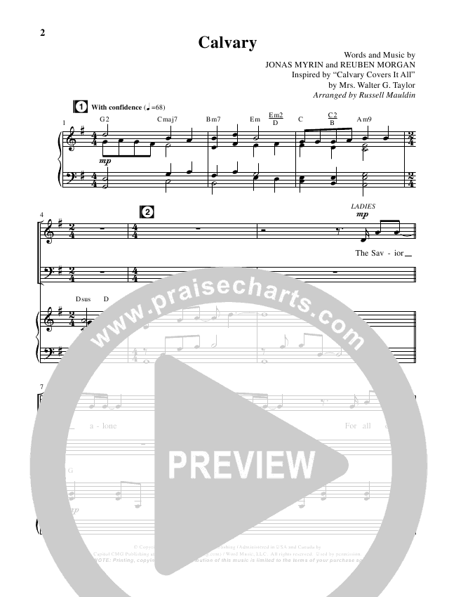 Calvary (Choral) Sheet Music PDF (Hillsong Worship / BrentwoodBenson