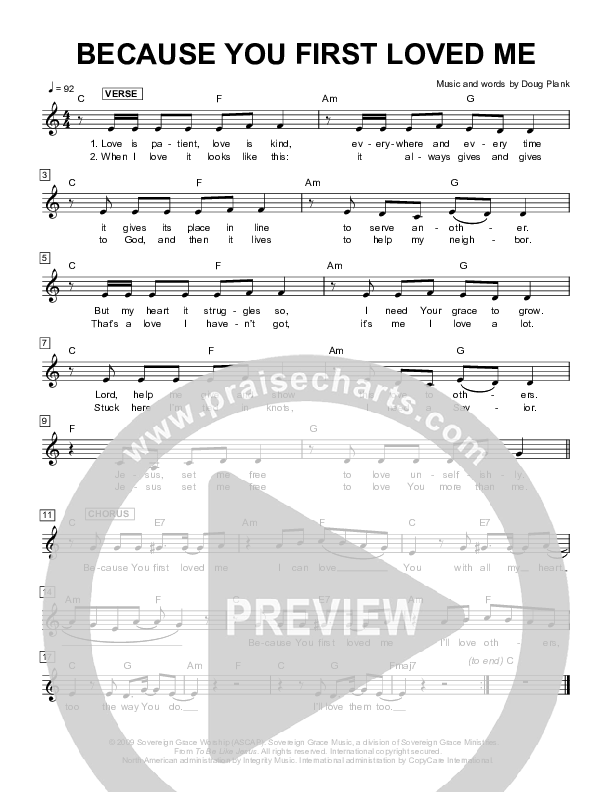 Because You First Loved Me Lead Sheet (Next)