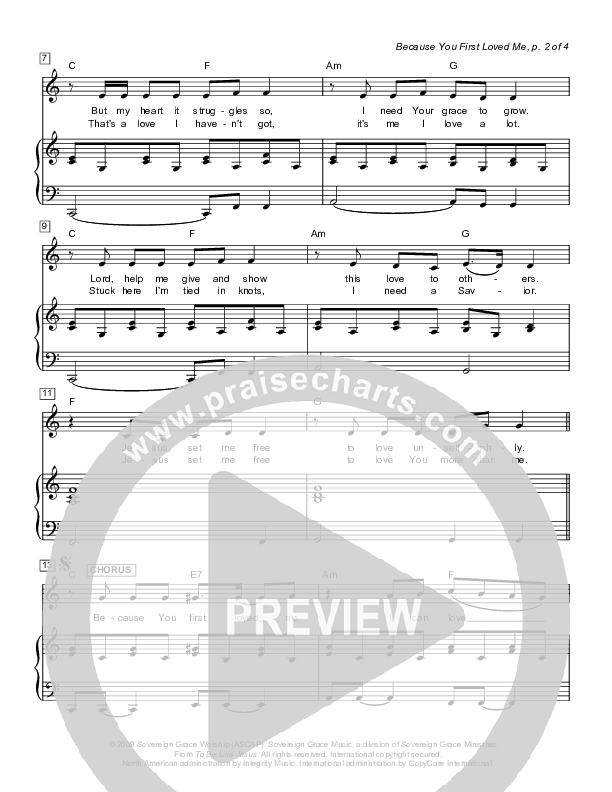 Because You First Loved Me Piano/Vocal (Next)