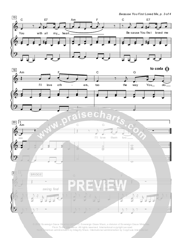 Because You First Loved Me Piano/Vocal (Next)