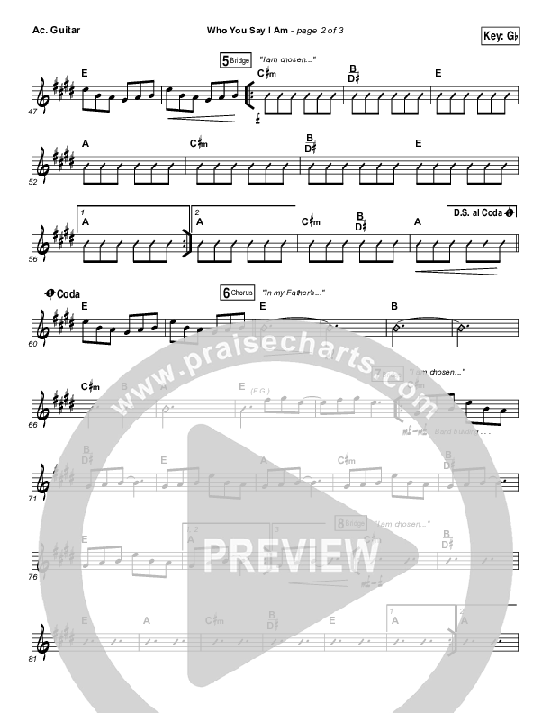 Who You Say I Am Acoustic Guitar (Hillsong Worship)