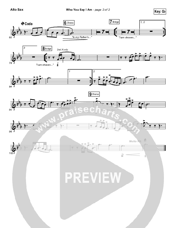 Who You Say I Am Alto Sax (Hillsong Worship)