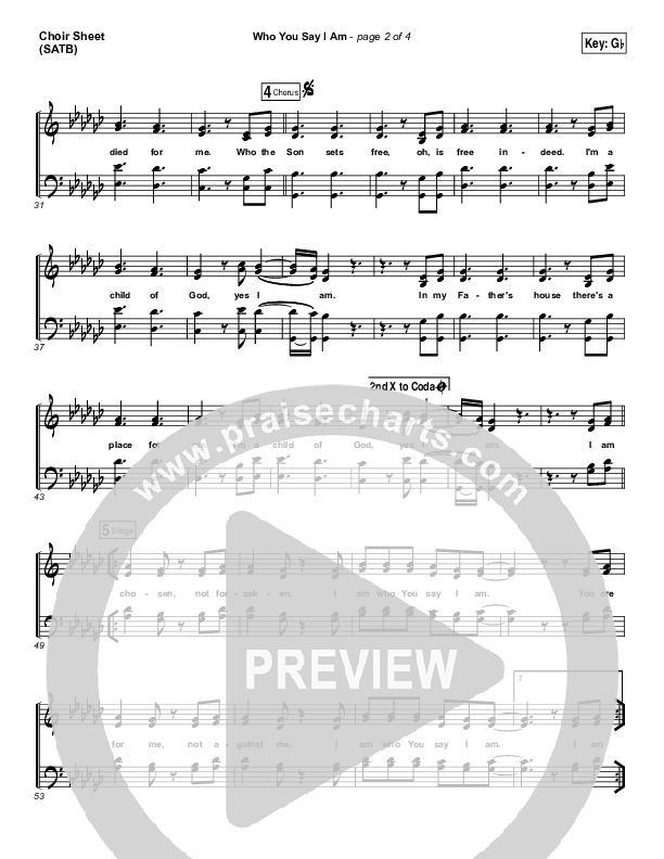 Who You Say I Am Choir Vocals (SATB) (Hillsong Worship)