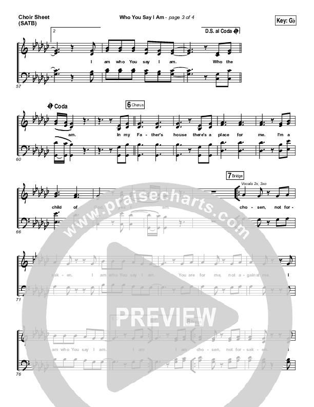 Who You Say I Am Choir Vocals (SATB) (Hillsong Worship)