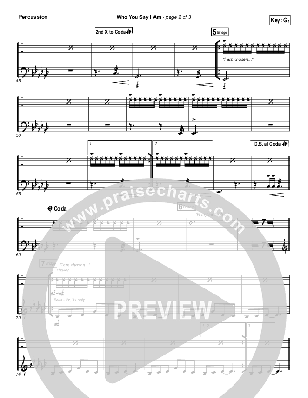 Who You Say I Am Percussion (Hillsong Worship)