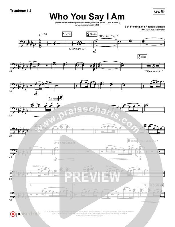 Who You Say I Am Trombone 1,2 (Hillsong Worship)
